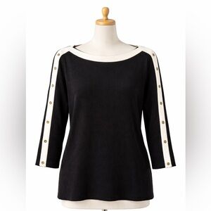 Black Sweater with White Accents